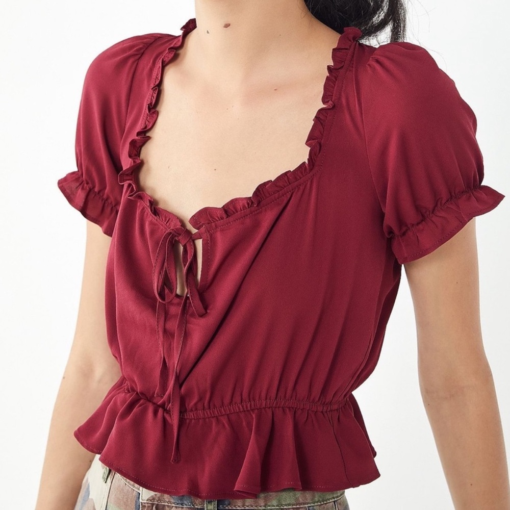 Urban Outfitters Ruffle Tie up Blouse